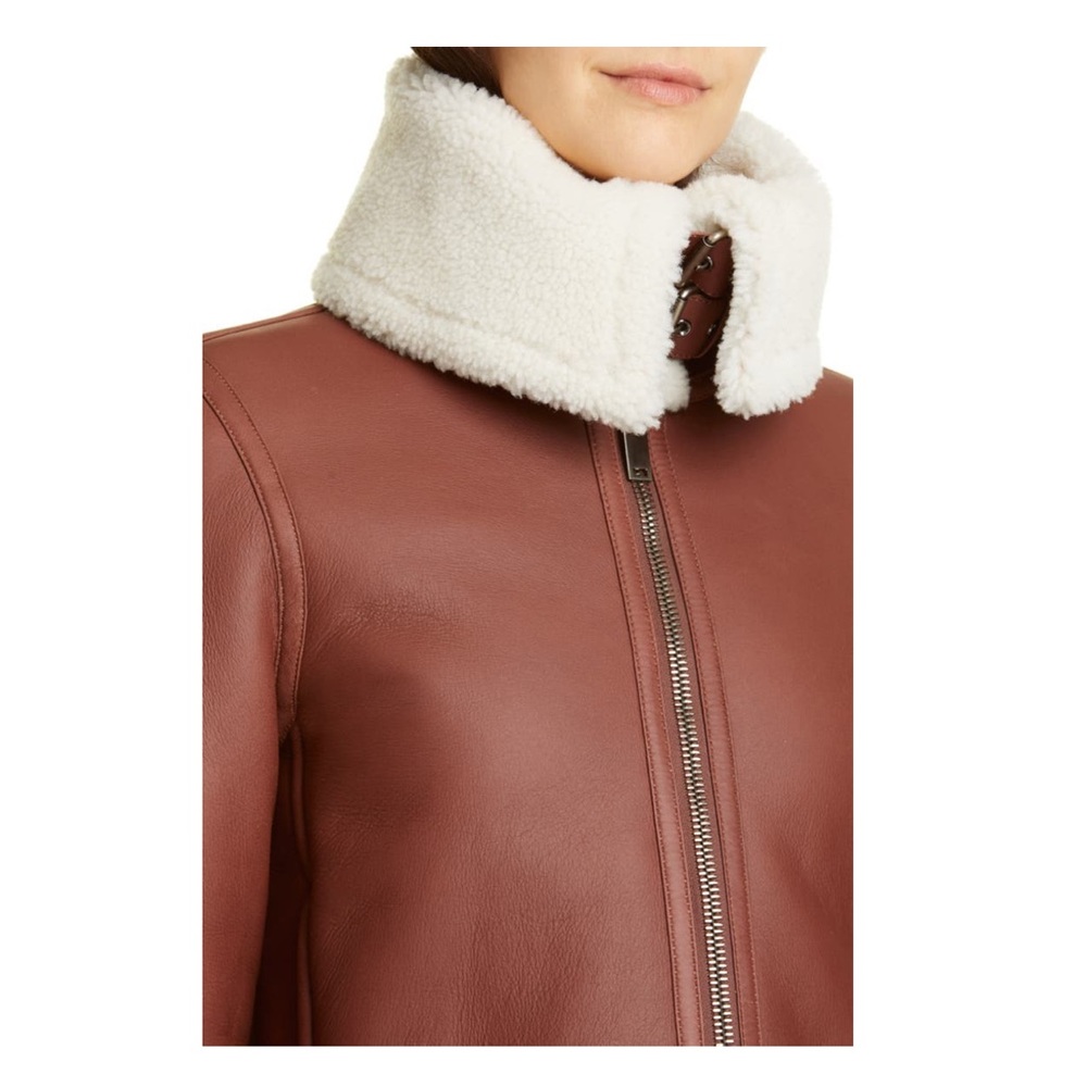 Theory crop genuine lamb shearling moto relax jacket - Picture 4 of 15